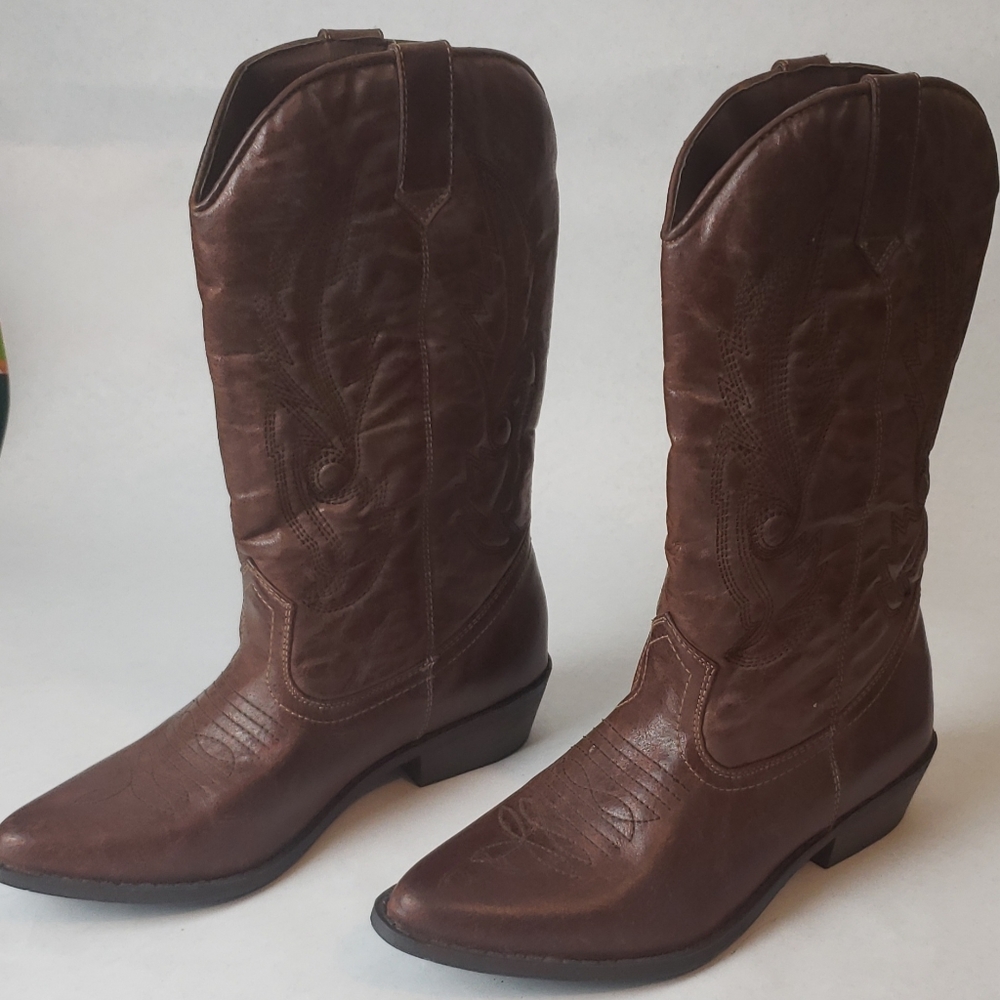 Coconuts Tan Camel Leather Cowboy/cowgirl  Boots